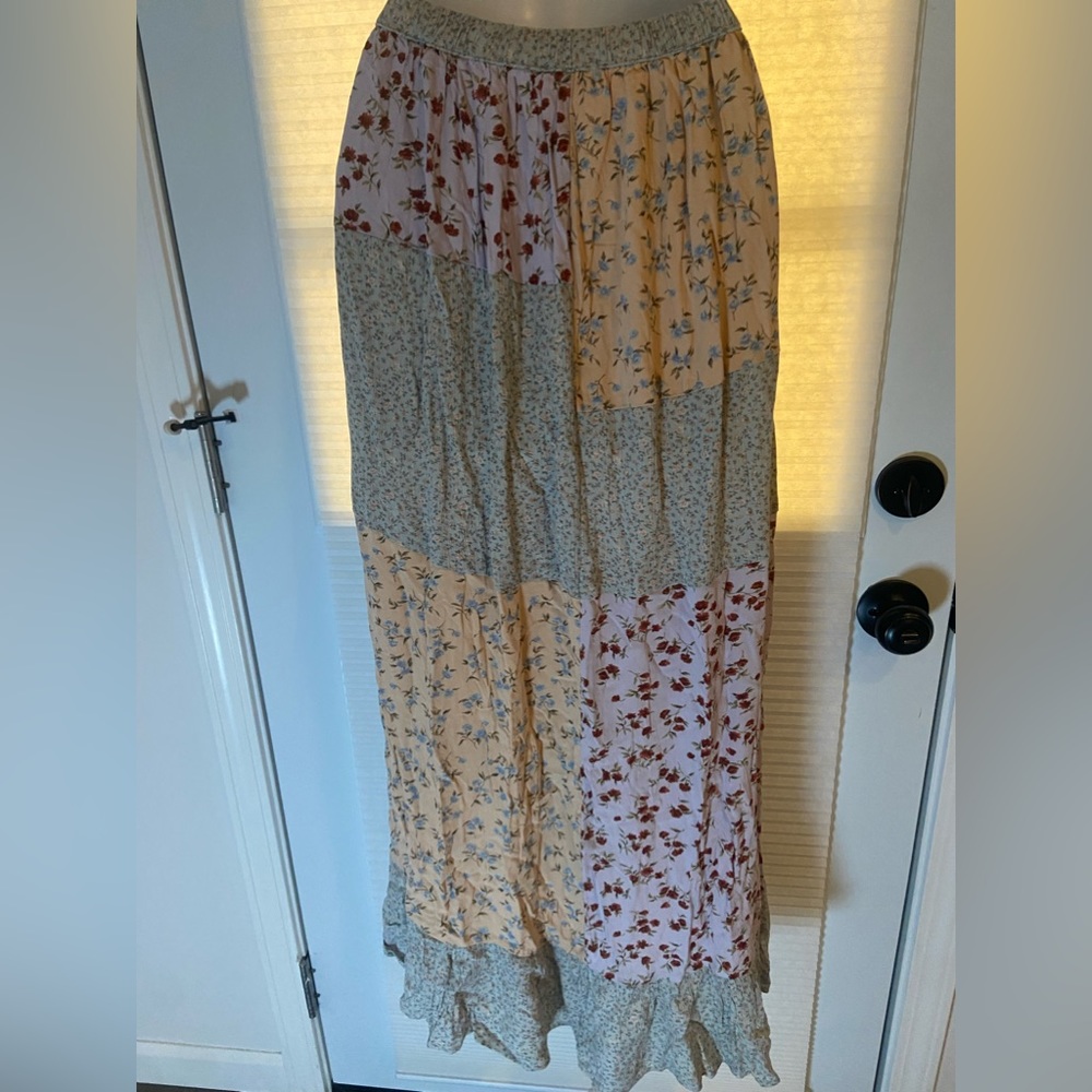 Long, flowy American Eagle patchwork skirt. Front length- 25” back length-38” - Picture 3 of 3